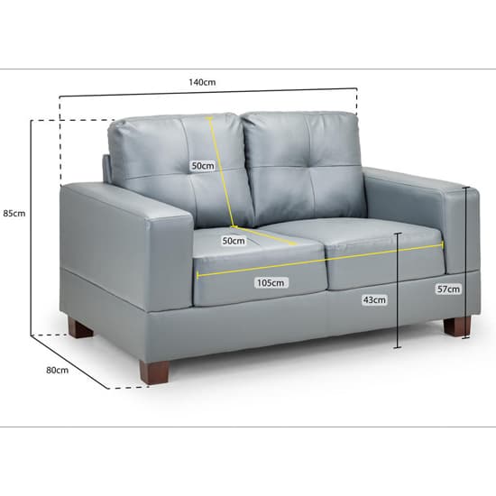 Jared Faux Leather 2 Seater Sofa In Grey_6