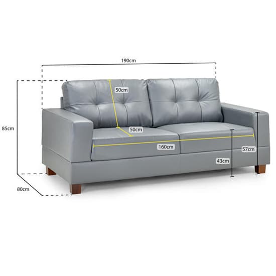 Jared Faux Leather 3 + 2 Seater Sofa Set In Grey Furniture in Fashion