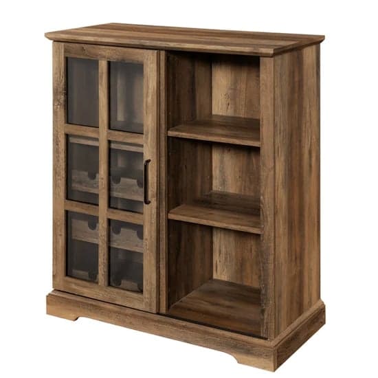 Jarrah Wooden Bar Cabinet With Sliding Door In Rustic Oak_4