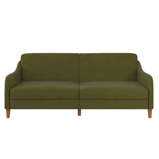 Jaspar Linen Fabric Sofa Bed With Wooden Legs In Green_5