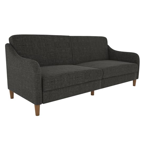 Jaspar Linen Fabric Sofa Bed With Wooden Legs In Grey_4