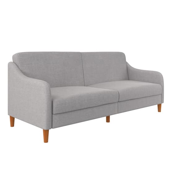 Jaspar Linen Fabric Sofa Bed With Wooden Legs In Light Grey_4