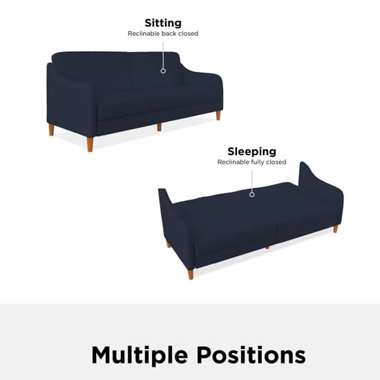 Jaspar Linen Fabric Sofa Bed With Wooden Legs In Navy_6