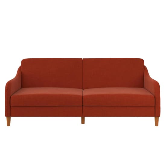 Jaspar Linen Fabric Sofa Bed With Wooden Legs In Orange_5