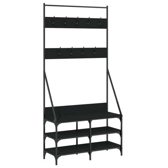 Jasper Wooden Clothes Rack With Shoe Storage In Black_2