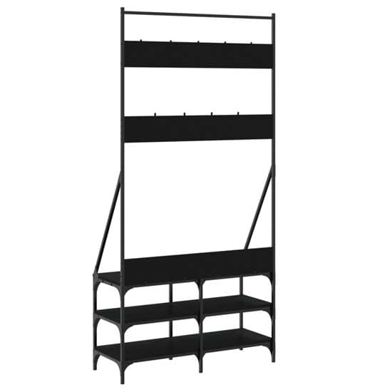 Jasper Wooden Clothes Rack With Shoe Storage In Black_6