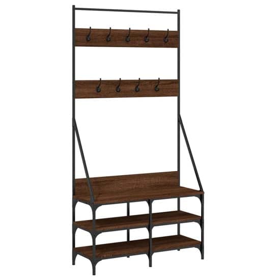 Jasper Wooden Clothes Rack With Shoe Storage In Brown Oak_2