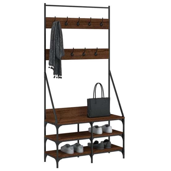 Jasper Wooden Clothes Rack With Shoe Storage In Brown Oak_3