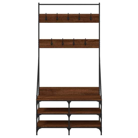 Jasper Wooden Clothes Rack With Shoe Storage In Brown Oak_4