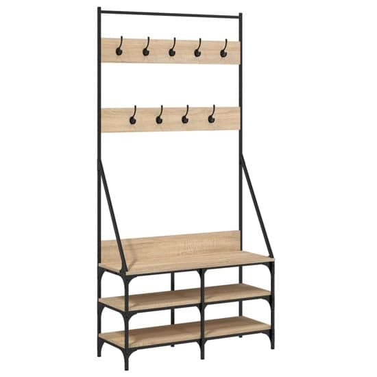 Jasper Wooden Clothes Rack With Shoe Storage In Sonoma Oak_2