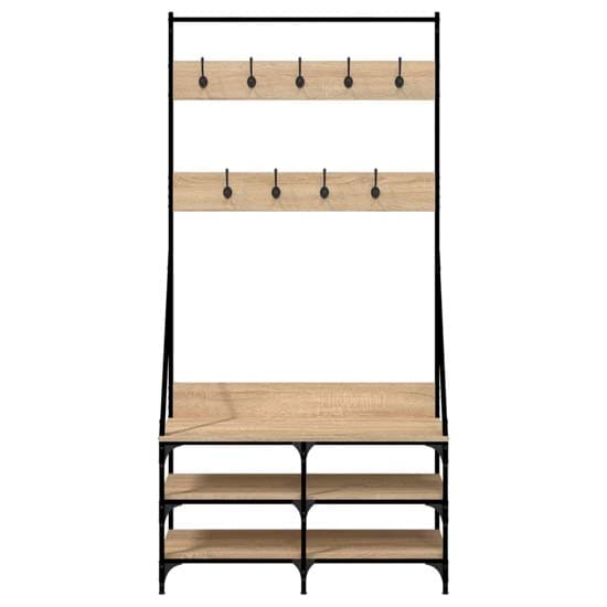 Jasper Wooden Clothes Rack With Shoe Storage In Sonoma Oak_4