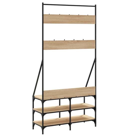 Jasper Wooden Clothes Rack With Shoe Storage In Sonoma Oak_6