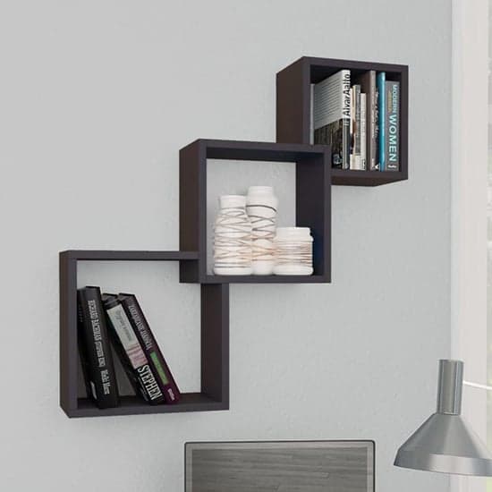 Javana Wooden Cube Wall Shelf In Grey_1
