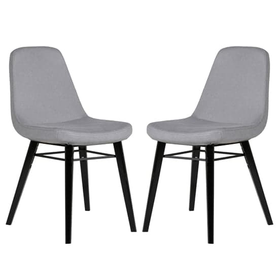 Jecca Grey Fabric Dining Chairs With Black Legs In Pair_1
