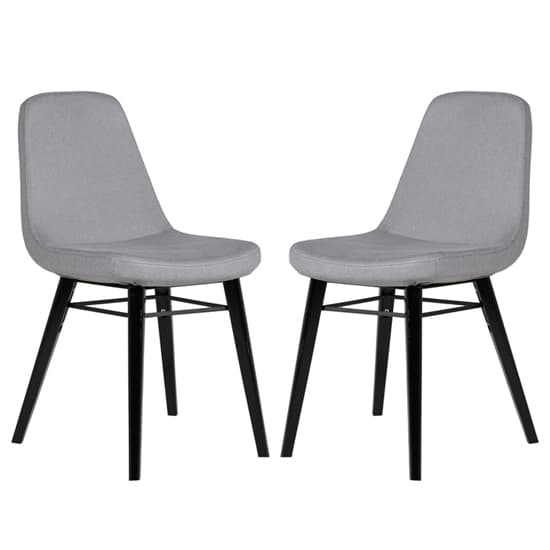 Jecca Grey Fabric Dining Chairs With Black Legs In Pair Furniture in