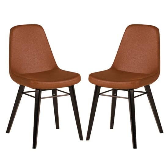 Jecca Tawny Fabric Dining Chairs With Black Legs In Pair_1