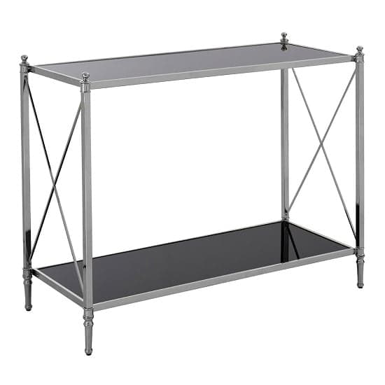 Jefferson Mirrored Console Table In Black And Silver Frame_1