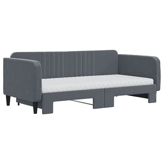 Jena Velvet Daybed With Guest Bed And Mattress In Dark Grey_3