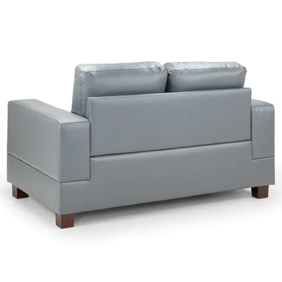 Jerri Faux Leather 2 Seater Sofa In Light Grey_2