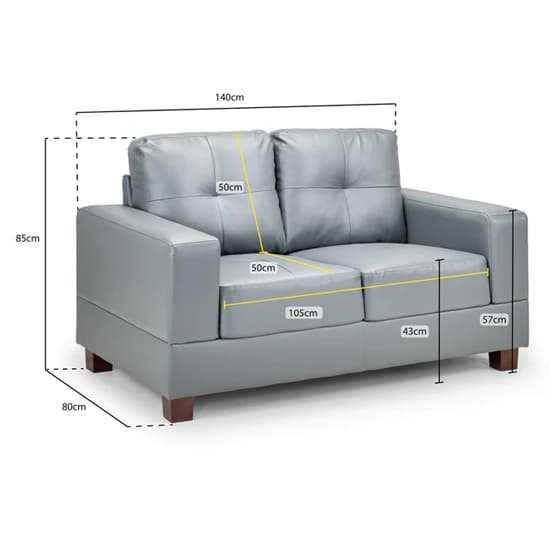 Jerri Faux Leather 2 Seater Sofa In Light Grey_6