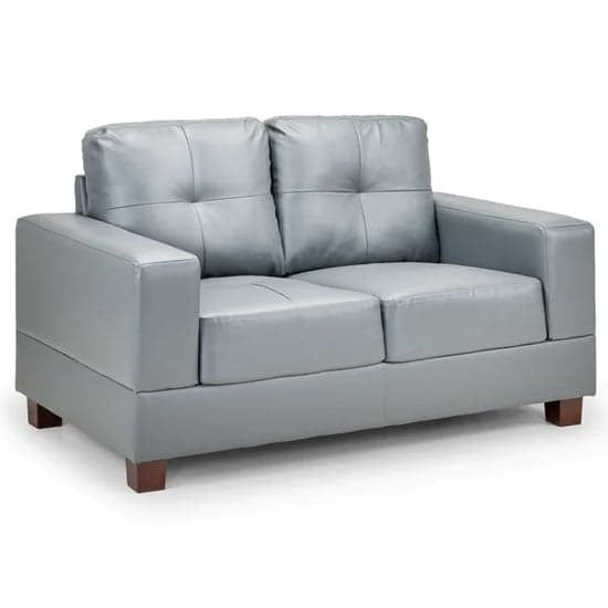 Jerri Faux Leather 2 Seater Sofa In Light Grey_1