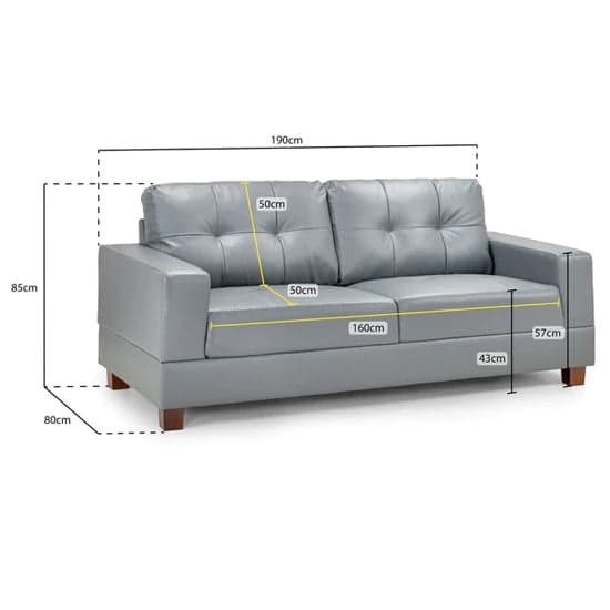 Jerri Faux Leather 3+2 Seater Sofa Set In Light Grey_8