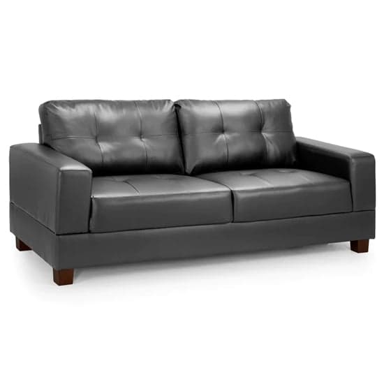 Jerri Faux Leather 3 Seater Sofa In Black_1