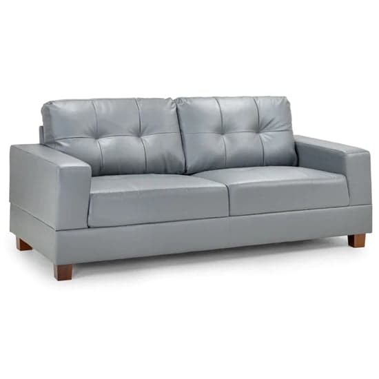 Jerri Faux Leather 3 Seater Sofa In Light Grey_1