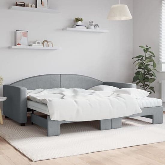 Jersey Fabric Daybed With Guest Bed In Light Grey_1