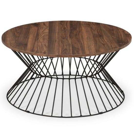 Jacarra Wooden Coffee Table In Walnut With Round Wire Base_3