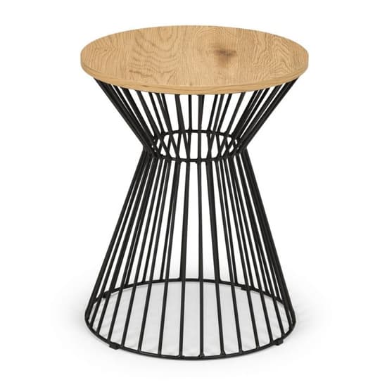 Jacarra Wooden Lamp Table In Natural Oak With Round Wire Base_3