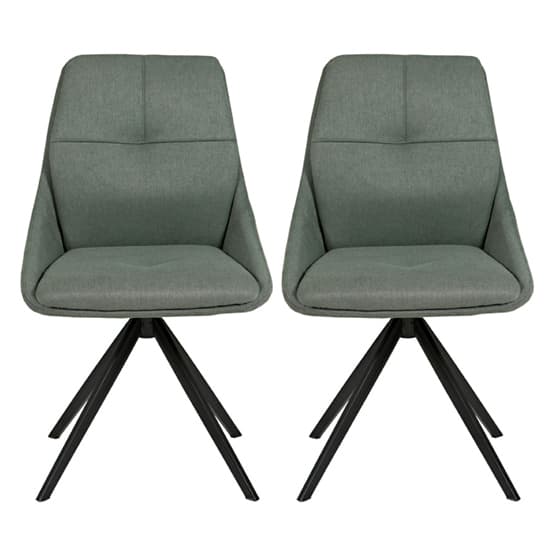 Jessa Green Fabric Dining Chairs With Black Legs In Pair_1