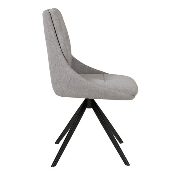 Jessa Light Grey Fabric Dining Chairs With Black Legs In Pair