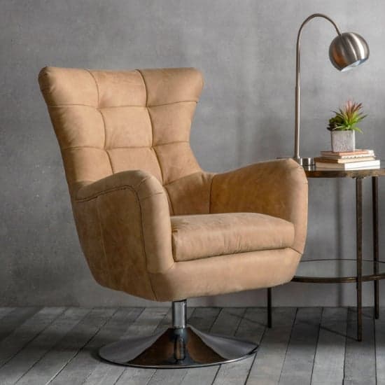 Jester Leather Lounge Chair With Swivel Base In Saddle Tan_1