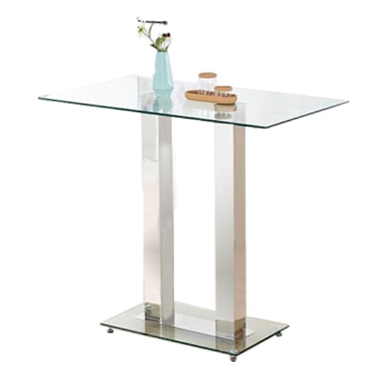 Jet Clear Glass Top Bar Table With 4 Ripple Stone Stools_3
