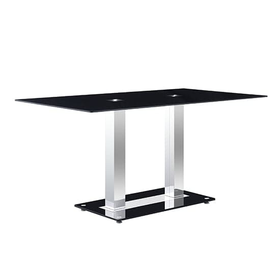 Jet Large Black Glass Dining Table With 6 Chicago Black Chairs_3