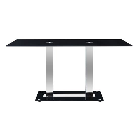 Jet Large Black Glass Dining Table With Chrome Supports_3