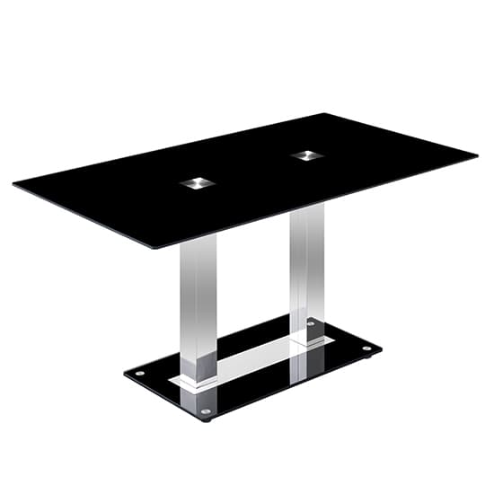Jet Large Black Glass Dining Table With Chrome Supports_4