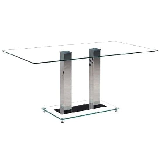 Jet Large Clear Glass Dining Table With Chrome Supports_2
