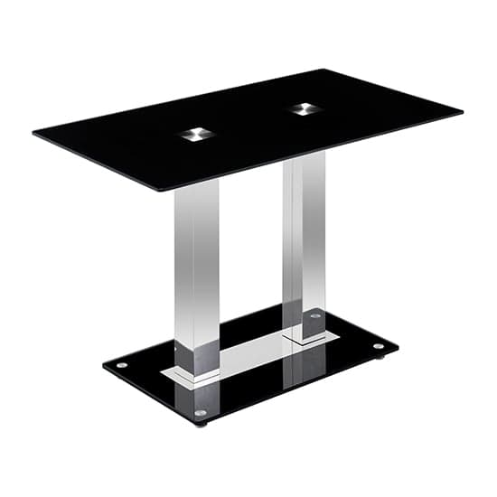 Jet Small Black Glass Dining Table With Chrome Supports_3