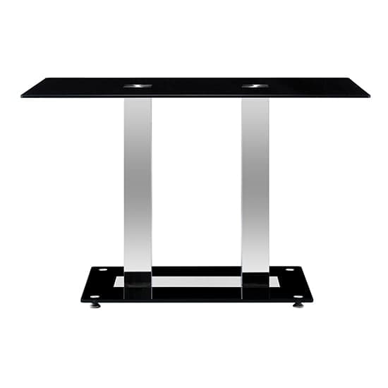 Jet Small Black Glass Dining Table With Chrome Supports_4