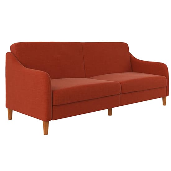 Jevic Linen Fabric Sprung Sofa Bed In Orange_4