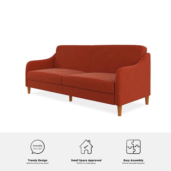Jevic Linen Fabric Sprung Sofa Bed In Orange_8