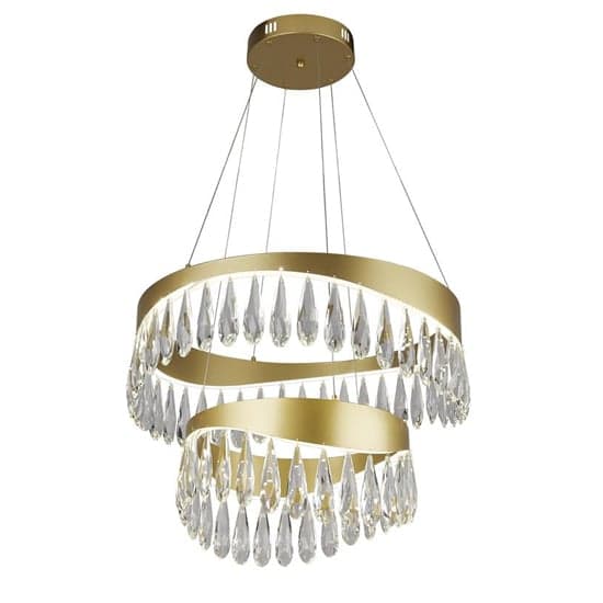 Jewel LED 2 Tier Crystal Ceiling Pendant Light In Gold_1