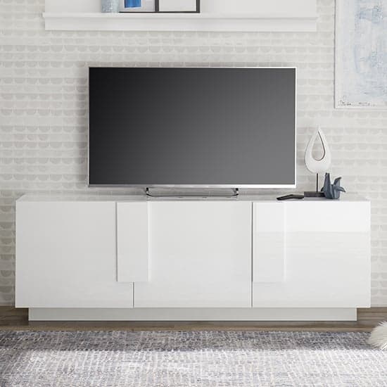 Jining High Gloss TV Stand With 3 Doors In White