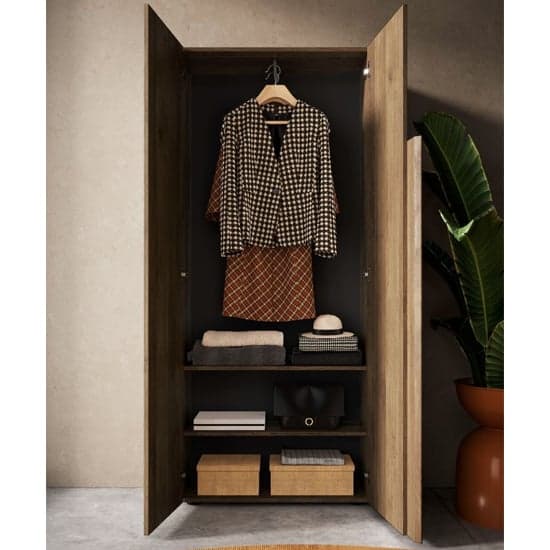 Jining Wooden Coat Hanger Cabinet With 2 Doors In Mercury Oak_2
