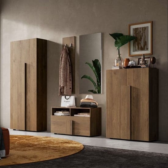 Jining Wooden Coat Hanger Cabinet With 2 Doors In Mercury Oak_3