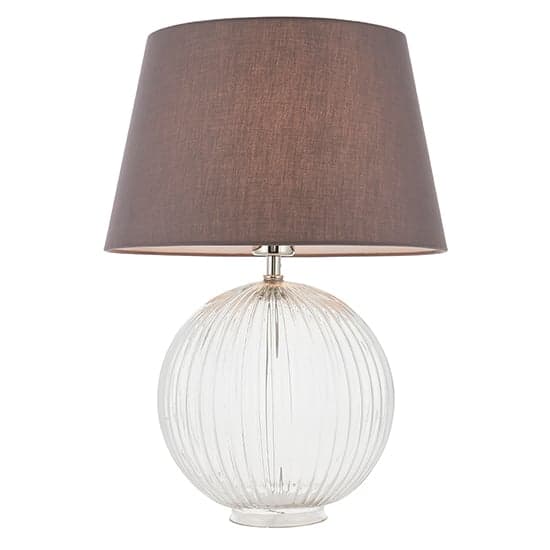 Jixi Charcoal Cotton Shade Table Lamp With Clear Ribbed Base_1