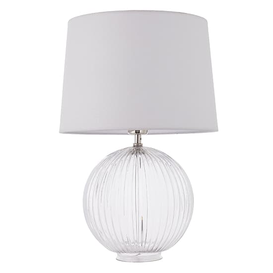 Jixi White Linen Shade Table Lamp With Clear Ribbed Base_2