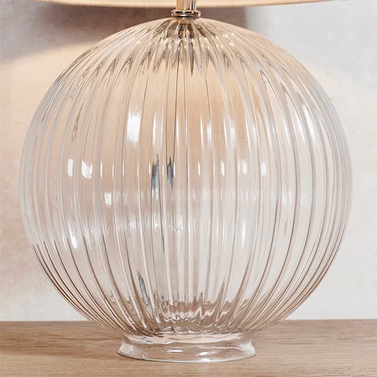 Jixi White Linen Shade Table Lamp With Clear Ribbed Base_4